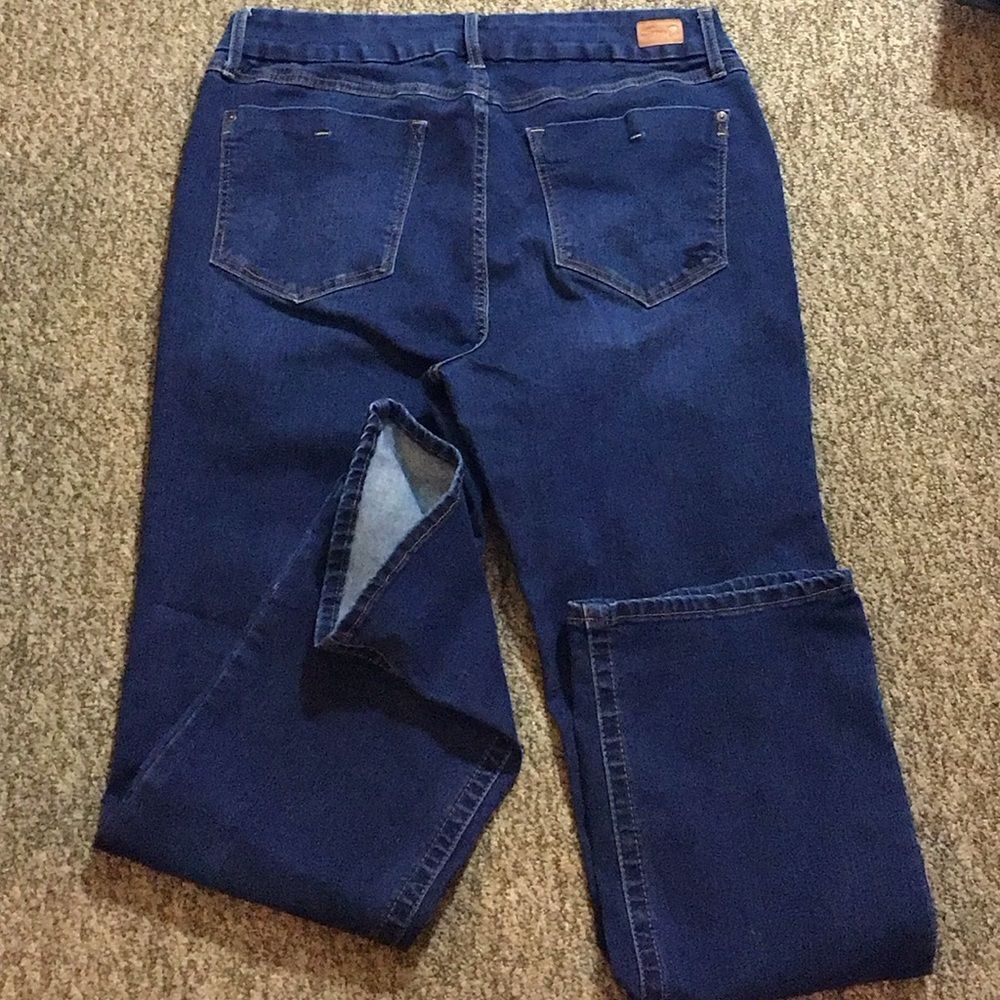 Seven7 Tummyless High Rise Slem Boot Dark Blue Denim Jeans Size Plus 16